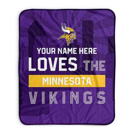 Pixsona Minnesota Vikings Skyline Pixel Fleece Blanket | Personalized | Custom
