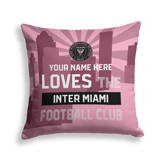 Pixsona Inter Miami FC Skyline Throw Pillow | Personalized | Custom