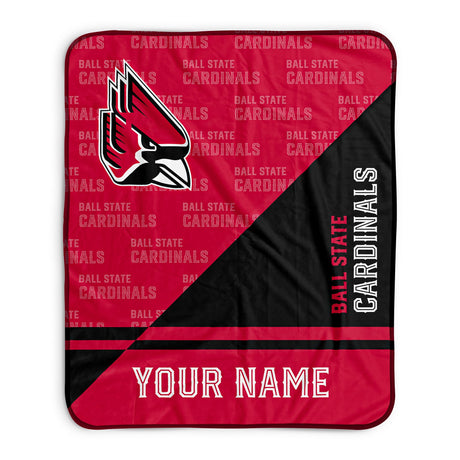 Pixsona Ball State Cardinals Split Pixel Fleece Blanket | Personalized | Custom