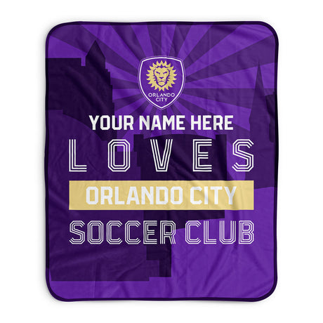 Pixsona Orlando City SC Skyline Pixel Fleece Blanket | Personalized | Custom