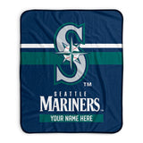 Pixsona Seattle Mariners Stripes Pixel Fleece Blanket | Personalized | Custom