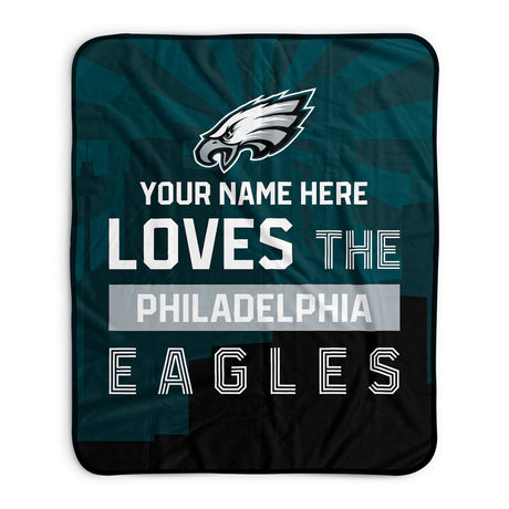 Pixsona Philadelphia Eagles Skyline Pixel Fleece Blanket | Personalized | Custom
