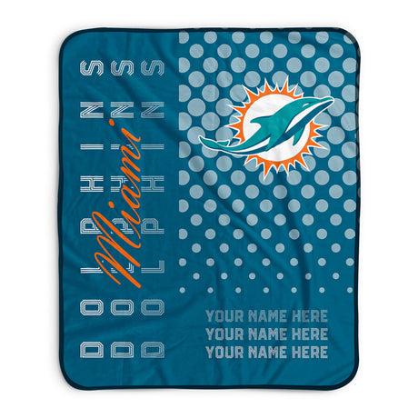 Pixsona Miami Dolphins Halftone Pixel Fleece Blanket | Personalized | Custom