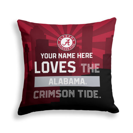 Pixsona Alabama Crimson Tide Skyline Throw Pillow | Personalized | Custom
