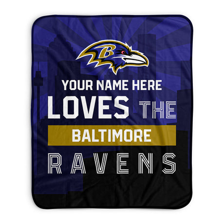 Pixsona Baltimore Ravens Skyline Pixel Fleece Blanket | Personalized | Custom