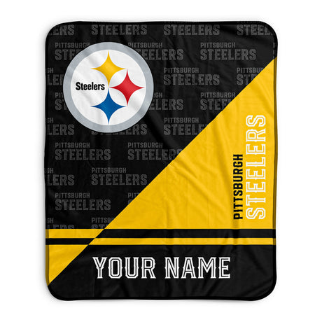 Pixsona Pittsburgh Steelers Split Pixel Fleece Blanket | Personalized | Custom
