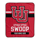 Pixsona Utah Utes Stripes Pixel Fleece Blanket | Personalized | Custom