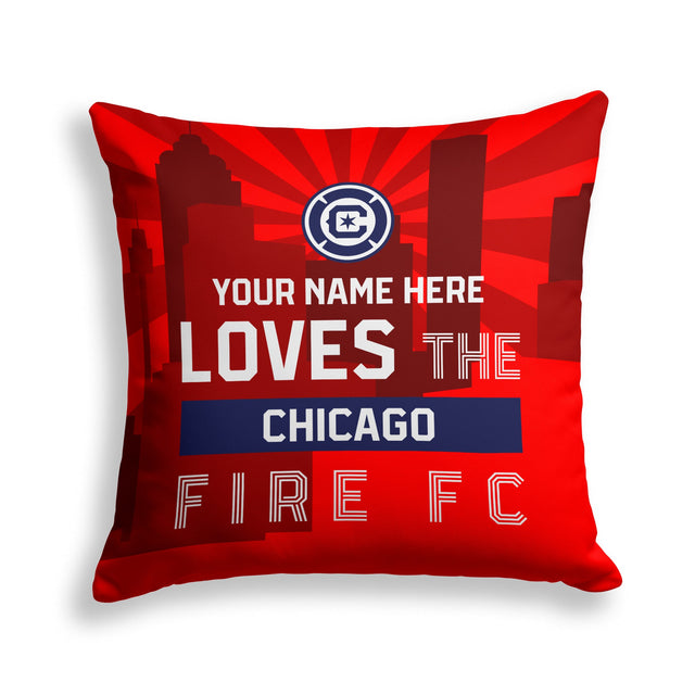 Pixsona Chicago Fire FC Skyline Throw Pillow | Personalized | Custom