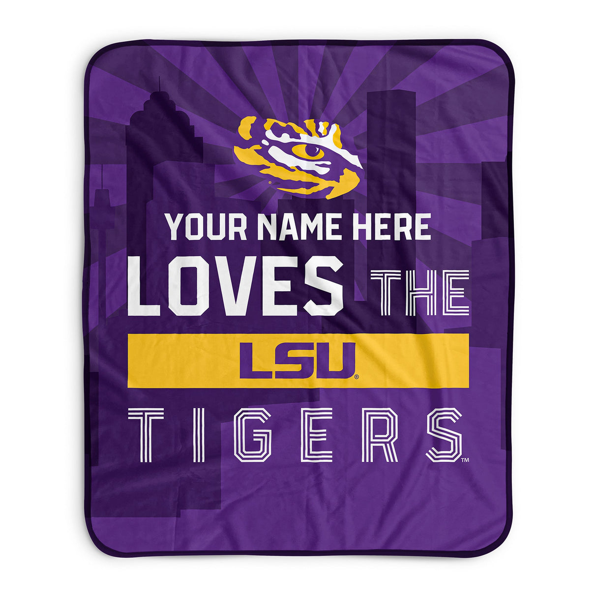 Pixsona LSU Tigers Skyline Pixel Fleece Blanket | Personalized | Custom