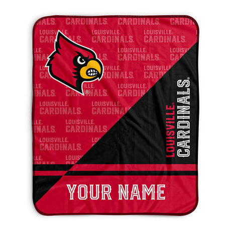 Pixsona Louisville Cardinals Split Pixel Fleece Blanket | Personalized | Custom