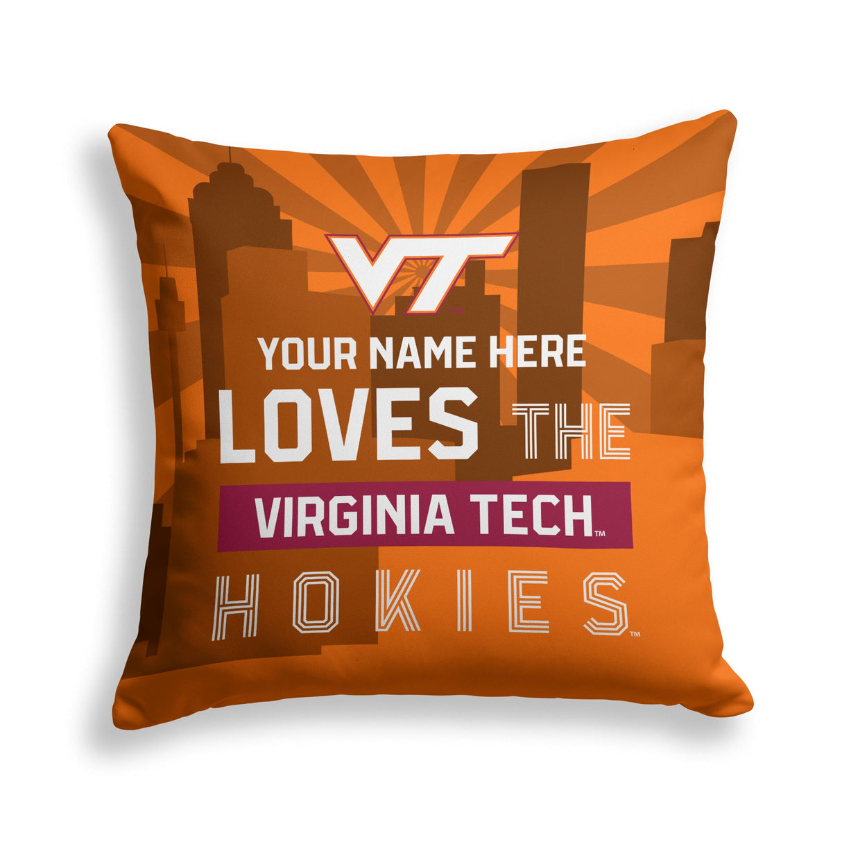 Pixsona Virginia Tech Hokies Skyline Throw Pillow | Personalized | Custom