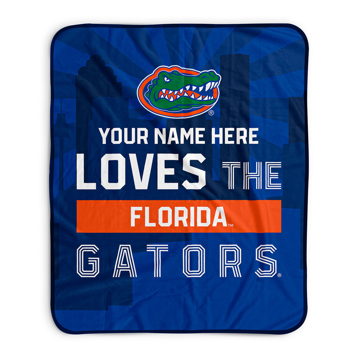 Pixsona Florida Gators Skyline Pixel Fleece Blanket | Personalized | Custom
