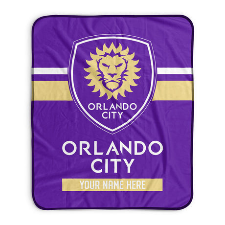 Pixsona Orlando City SC Stripes Pixel Fleece Blanket | Personalized | Custom