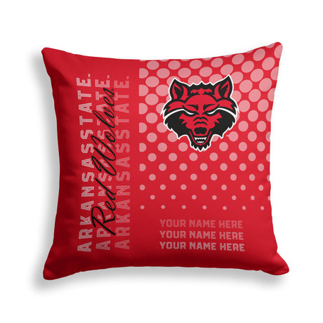 Pixsona Arkansas State Red Wolves Halftone Throw Pillow | Personalized | Custom