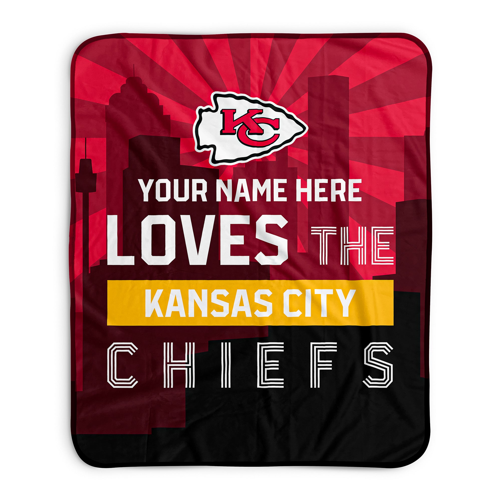 Kansas City Chiefs Glow Pixel Fleece Blanket, Personalized