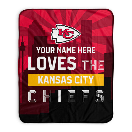 Pixsona Kansas City Chiefs Skyline Pixel Fleece Blanket | Personalized | Custom