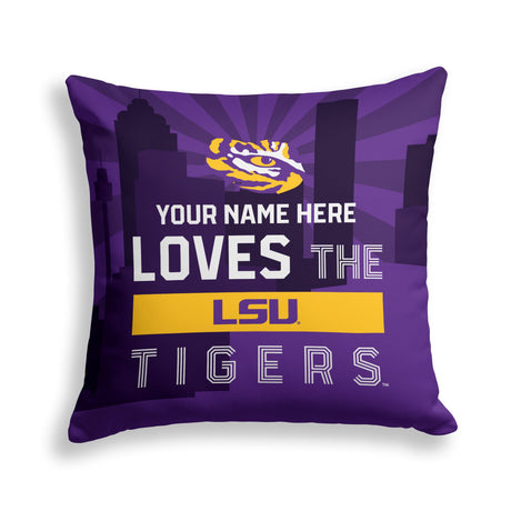 Pixsona LSU Tigers Skyline Throw Pillow | Personalized | Custom