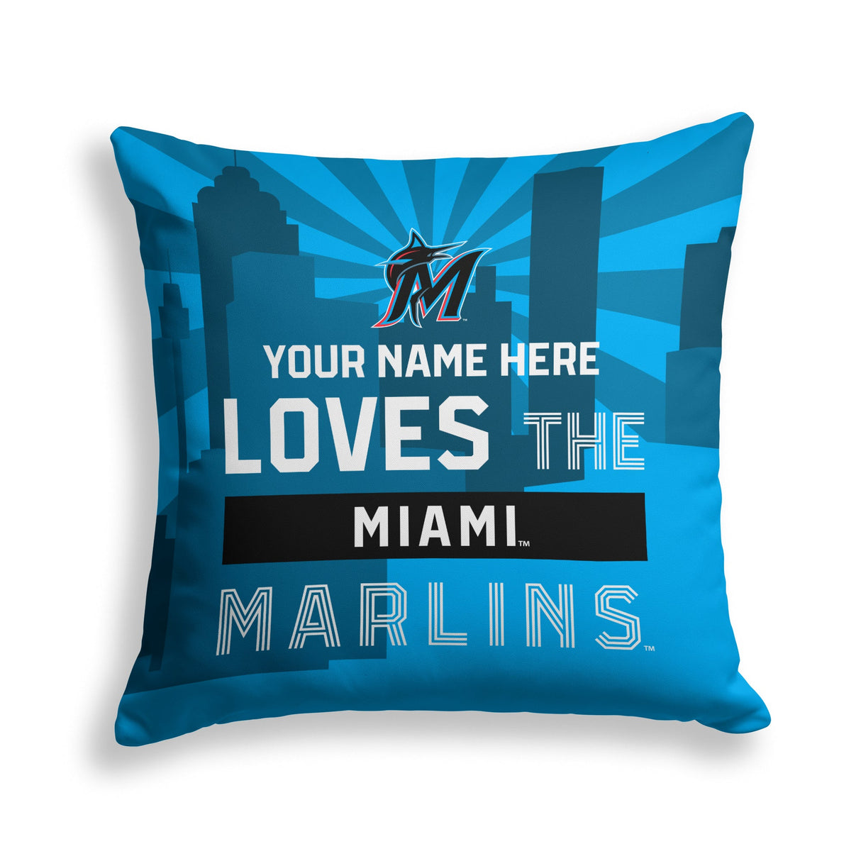 Pixsona Miami Marlins Skyline Throw Pillow | Personalized | Custom