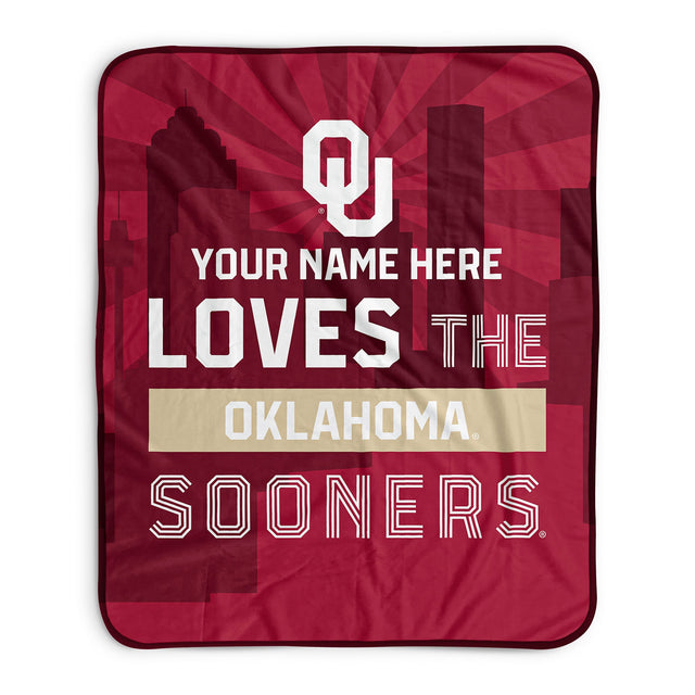 Pixsona Oklahoma Sooners Skyline Pixel Fleece Blanket | Personalized | Custom