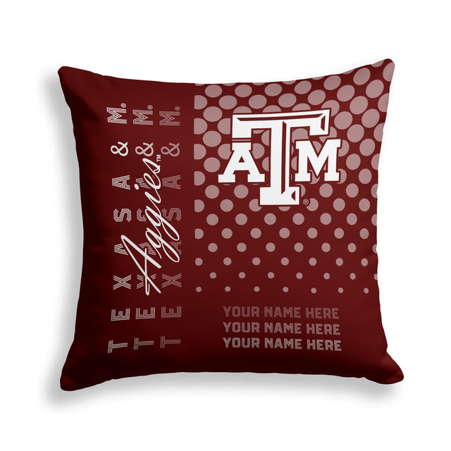 Pixsona Texas A&M Aggies Halftone Throw Pillow | Personalized | Custom
