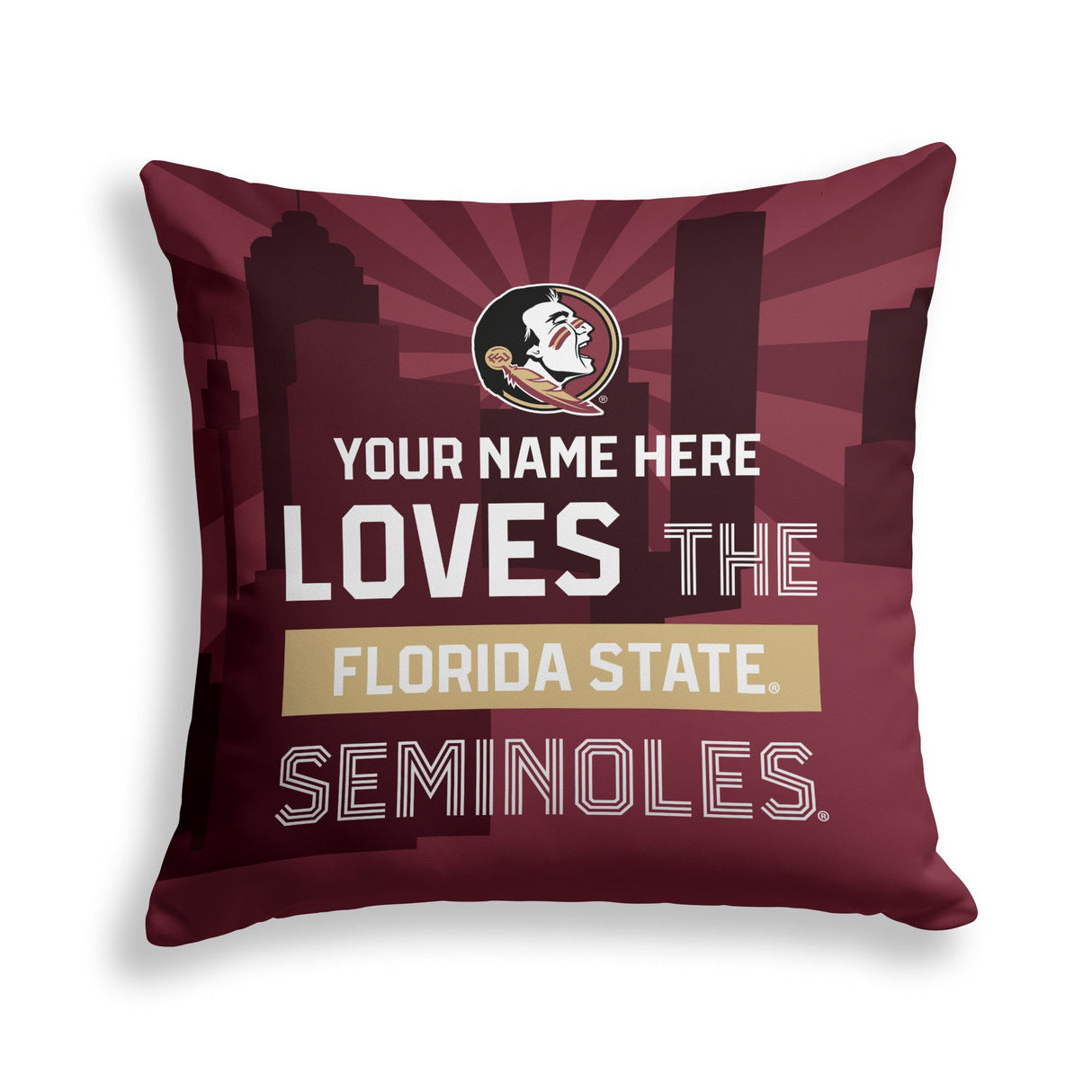 Pixsona Florida State Seminoles Skyline Throw Pillow | Personalized | Custom