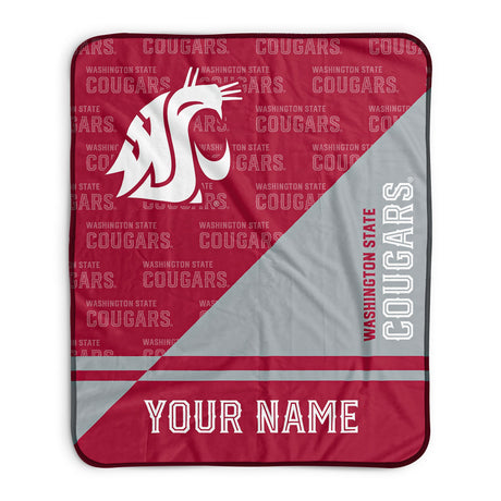 Pixsona Washington State Cougars Split Pixel Fleece Blanket | Personalized | Custom