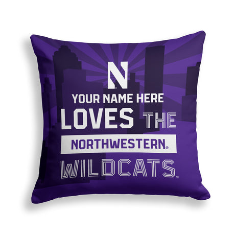 Pixsona Northwestern Wildcats Skyline Throw Pillow | Personalized | Custom