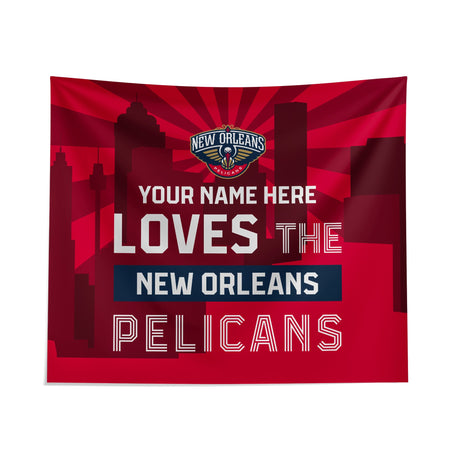 Pixsona New Orleans Pelicans Skyline Tapestry | Personalized | Custom