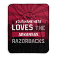 Pixsona Arkansas Razorbacks Skyline Pixel Fleece Blanket | Personalized | Custom