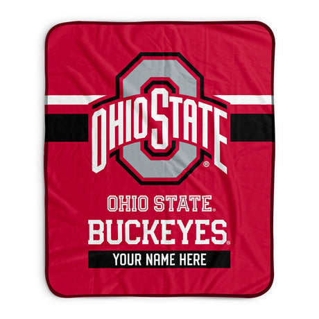 Pixsona Ohio State Buckeyes Stripes Pixel Fleece Blanket | Personalized | Custom