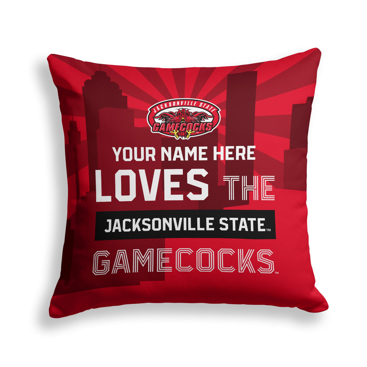 Pixsona Jacksonville State Gamecocks Skyline Throw Pillow | Personalized | Custom