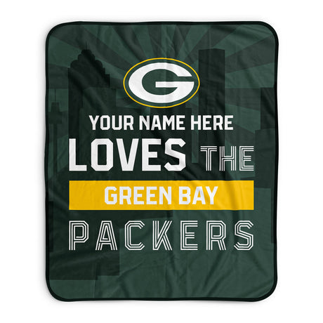Pixsona Green Bay Packers Skyline Pixel Fleece Blanket | Personalized | Custom