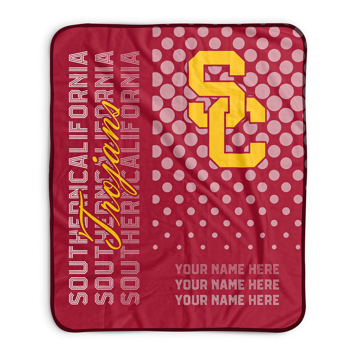 Pixsona USC Trojans Halftone Pixel Fleece Blanket | Personalized | Custom