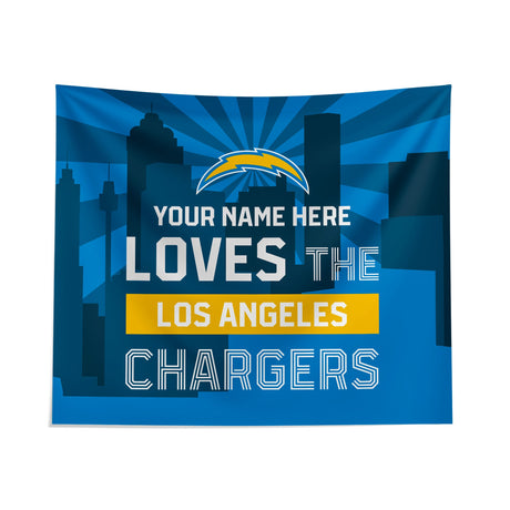 Pixsona Los Angeles Chargers Skyline Tapestry | Personalized | Custom