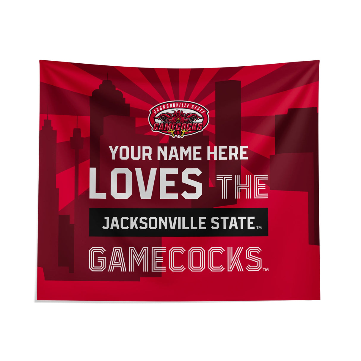 Pixsona Jacksonville State Gamecocks Skyline Tapestry | Personalized | Custom