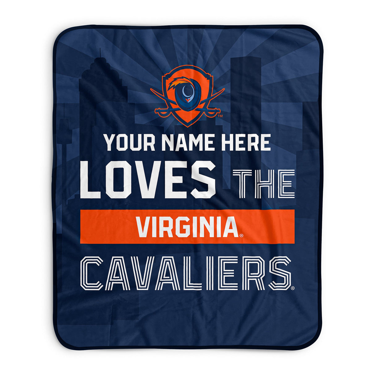 Pixsona Virginia Cavaliers Skyline Pixel Fleece Blanket | Personalized | Custom