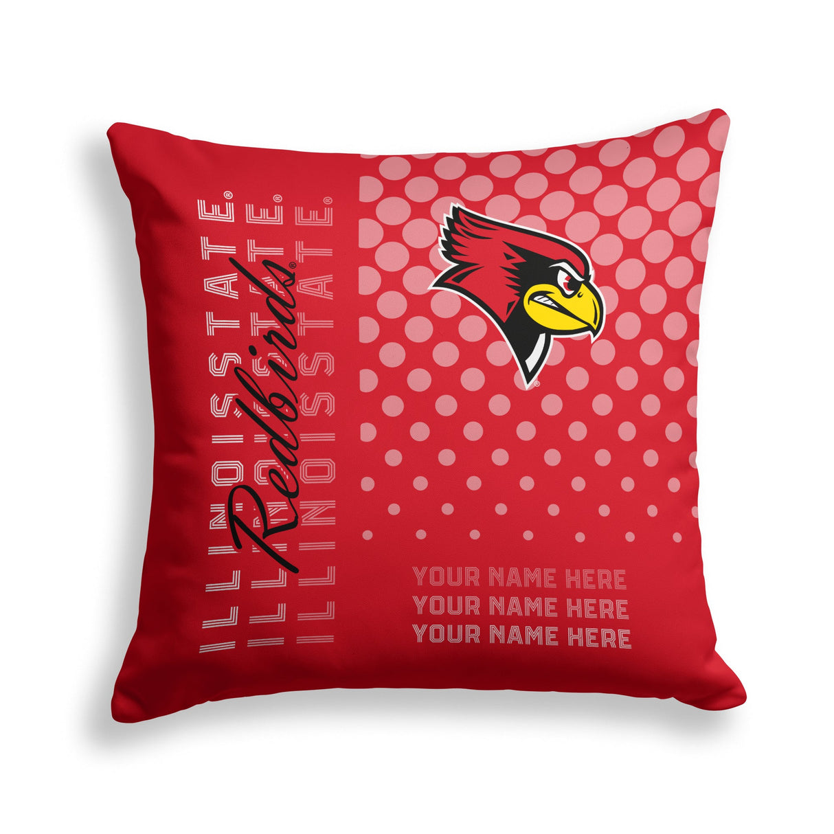 Pixsona Illinois State Redbirds Halftone Throw Pillow | Personalized | Custom