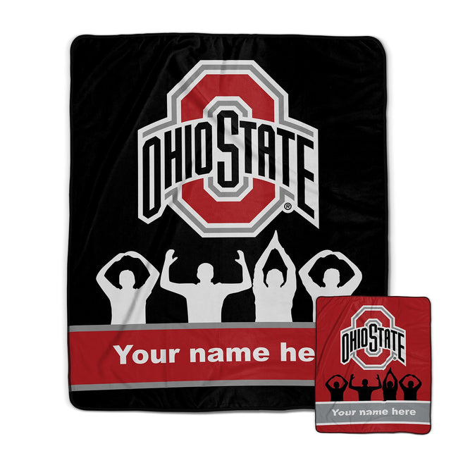 Pixsona Ohio State Silhouette Pixel Fleece Blanket | Personalized | Custom