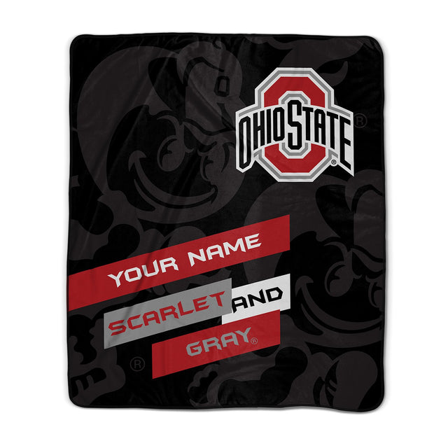 Pixsona Ohio State Buckeyes Scarlet and Gray Pixel Fleece Blanket | Personalized | Custom
