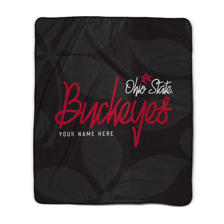 Pixsona Ohio State Buckeye Leaves Pixel Fleece Blanket | Personalized | Custom