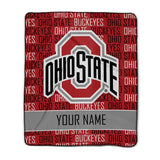 Pixsona Ohio State Buckeyes Name Pattern Pixel Fleece Blanket | Personalized | Custom