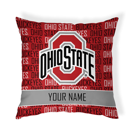 Pixsona Ohio State Buckeyes Name Pattern Throw Pillow | Personalized | Custom