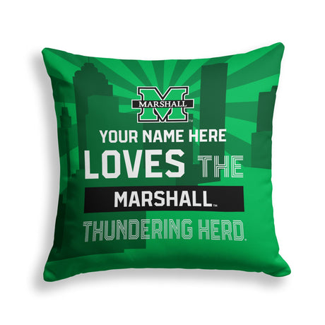 Pixsona Marshall Thundering Herd Skyline Throw Pillow | Personalized | Custom