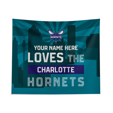 Pixsona Charlotte Hornets Skyline Tapestry | Personalized | Custom