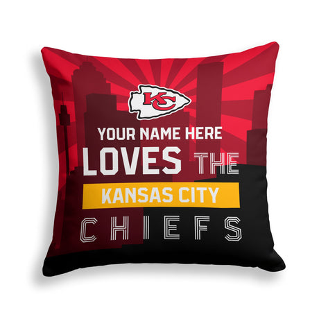 Pixsona Kansas City Chiefs Skyline Throw Pillow | Personalized | Custom