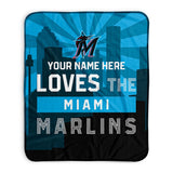 Pixsona Miami Marlins Skyline Pixel Fleece Blanket | Personalized | Custom
