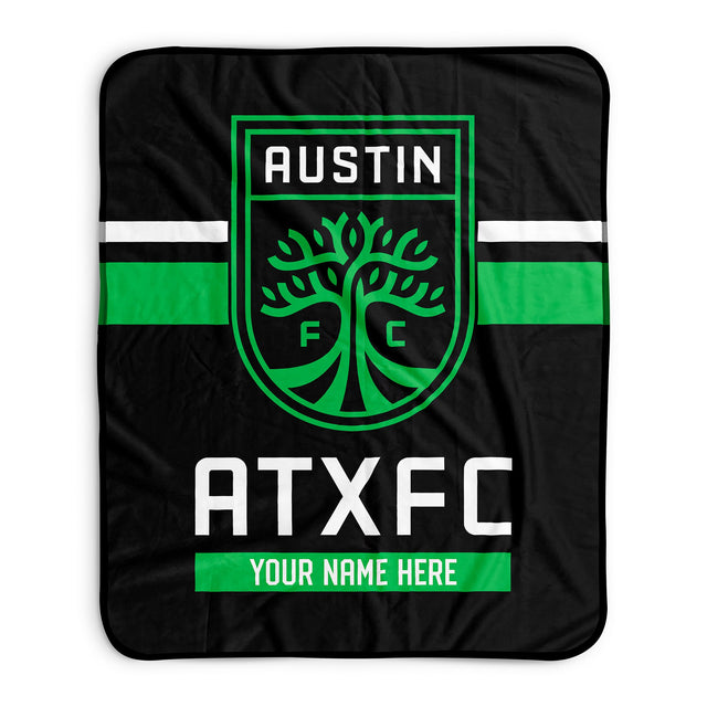 Pixsona Austin FC Stripes Pixel Fleece Blanket | Personalized | Custom