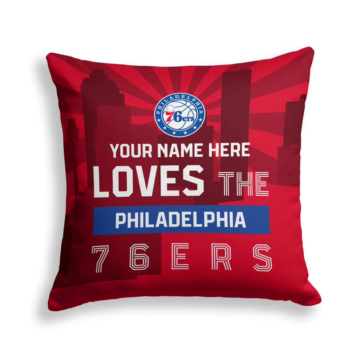 Pixsona Philadelphia 76ers Skyline Throw Pillow | Personalized | Custom