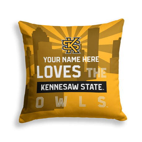 Pixsona Kennesaw State Owls Skyline Throw Pillow | Personalized | Custom