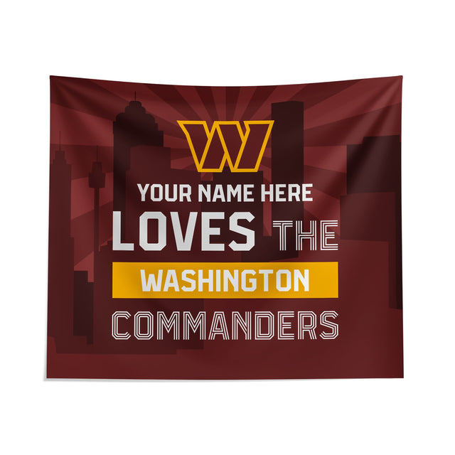 Pixsona Washington Commanders Skyline Tapestry | Personalized | Custom